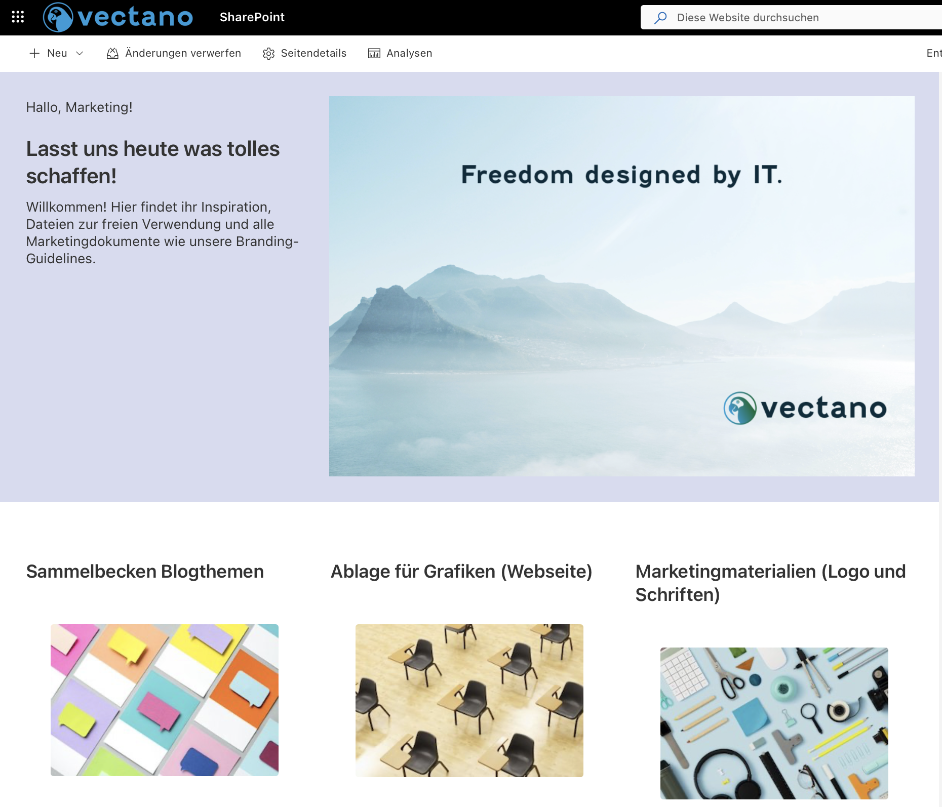 Beispiel SharePoint Marketingseite