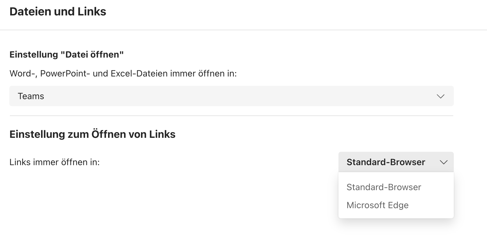 Links in Teams nicht in Edge öffnen