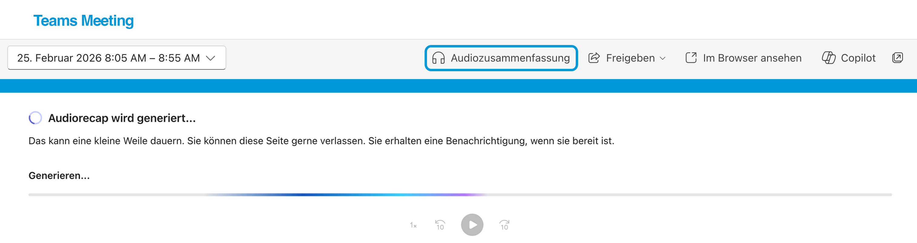 Meetings Audiozusammenfassung erstellen