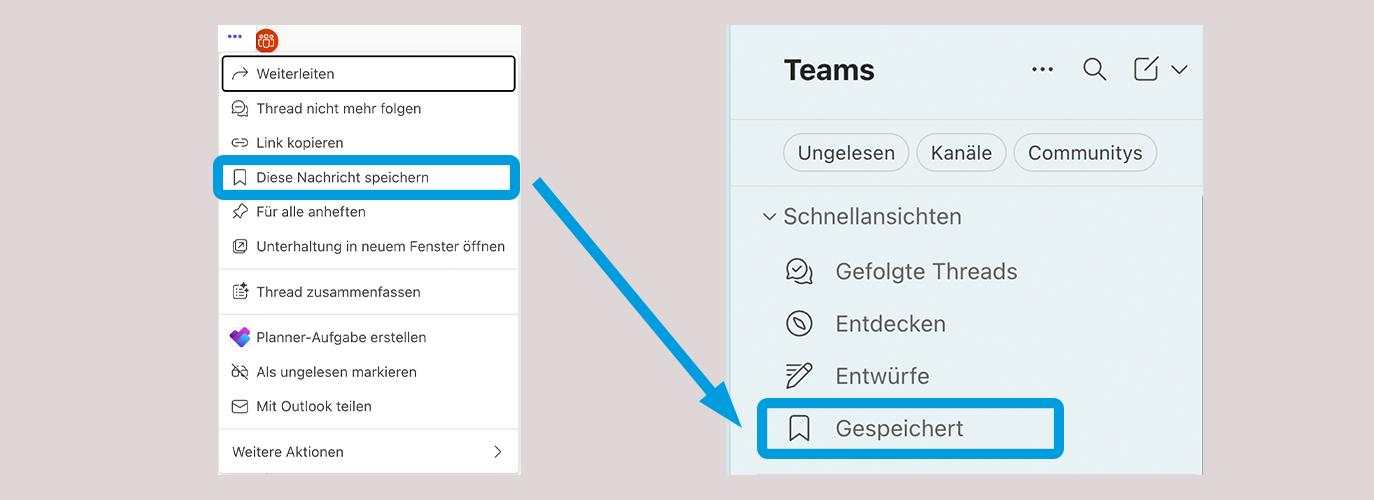 Nachricht in Teams abspeichern