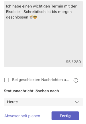 Statusmeldung in Teams