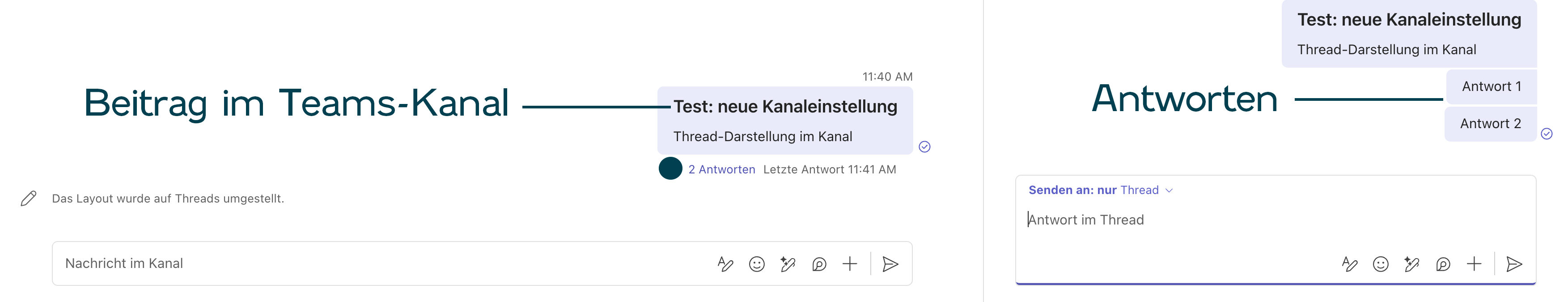 Threads Darstellung in Teams
