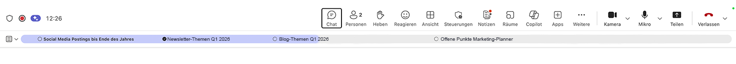 Fortschrittbalken Facilitator in Teams