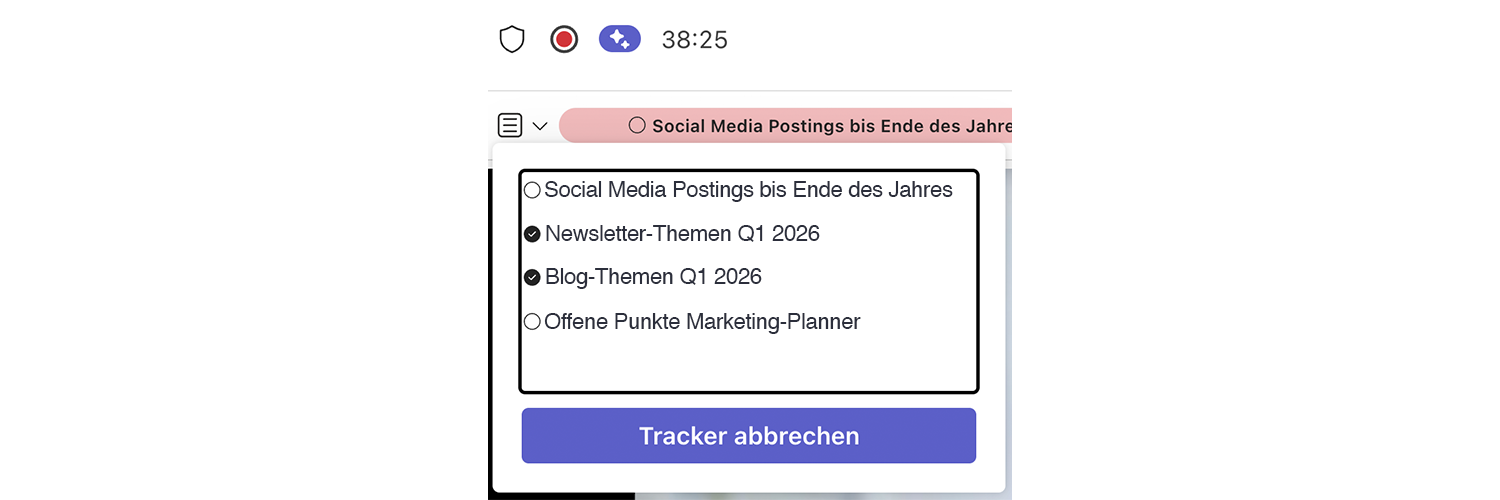 Tracker mit Checkliste